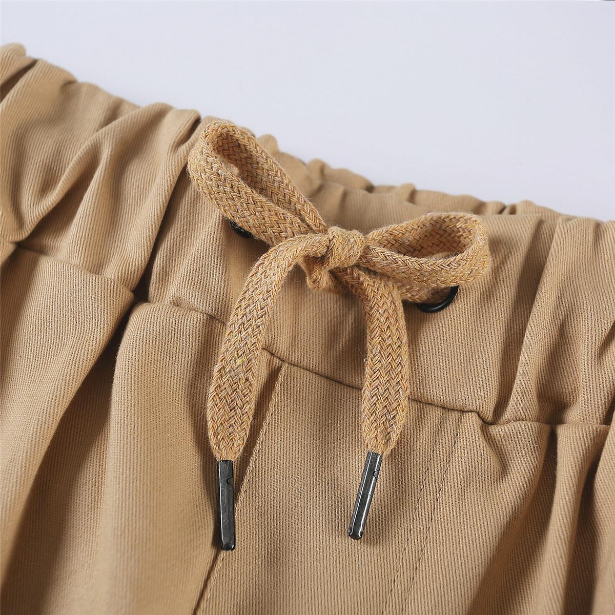 Men's Drawstring Waist Patch Pockets Detail Casual Cargo Pants