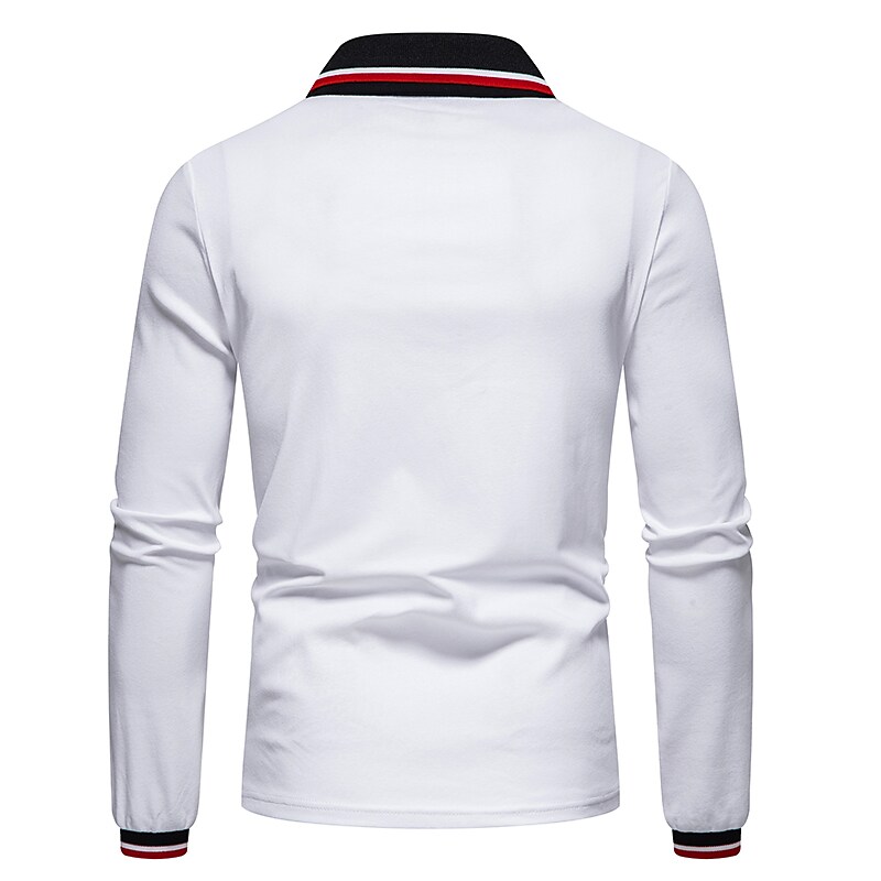 Men's Golf Shirt non-printing Color Block Button Down Collar