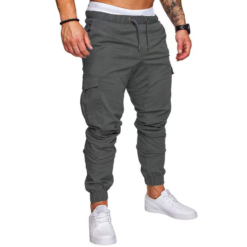Men's Drawstring Waist Patch Pockets Detail Casual Cargo Pants
