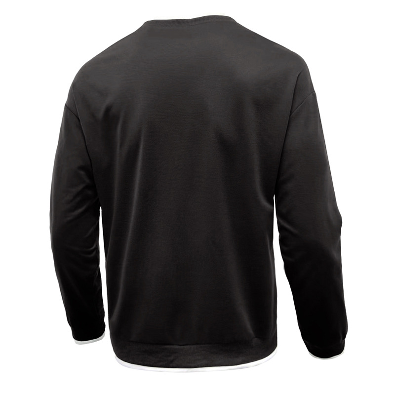 Men's Pullover Solid Color Patchwork Crew Neck Sweatshirts