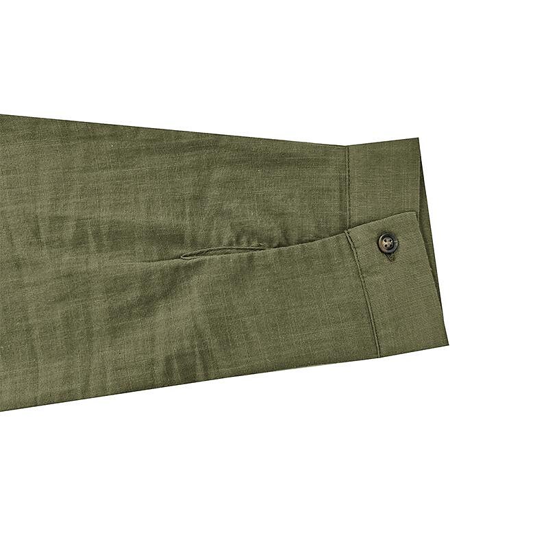 Men's Cotton Linen Slub Cotton Henley Collar Long Sleeve Shirt