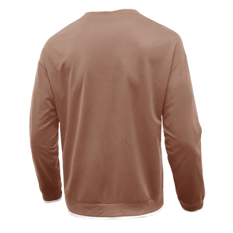 Men's Pullover Solid Color Patchwork Crew Neck Sweatshirts