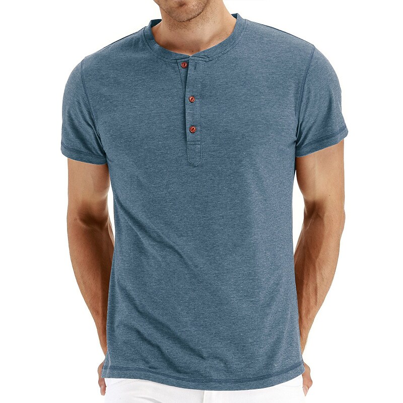 Men's Henley Shirt T shirt Solid Color