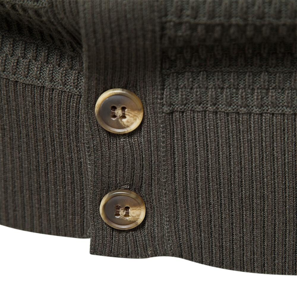 Men's Texture Pattern Stand Collar Knitted Cardigan