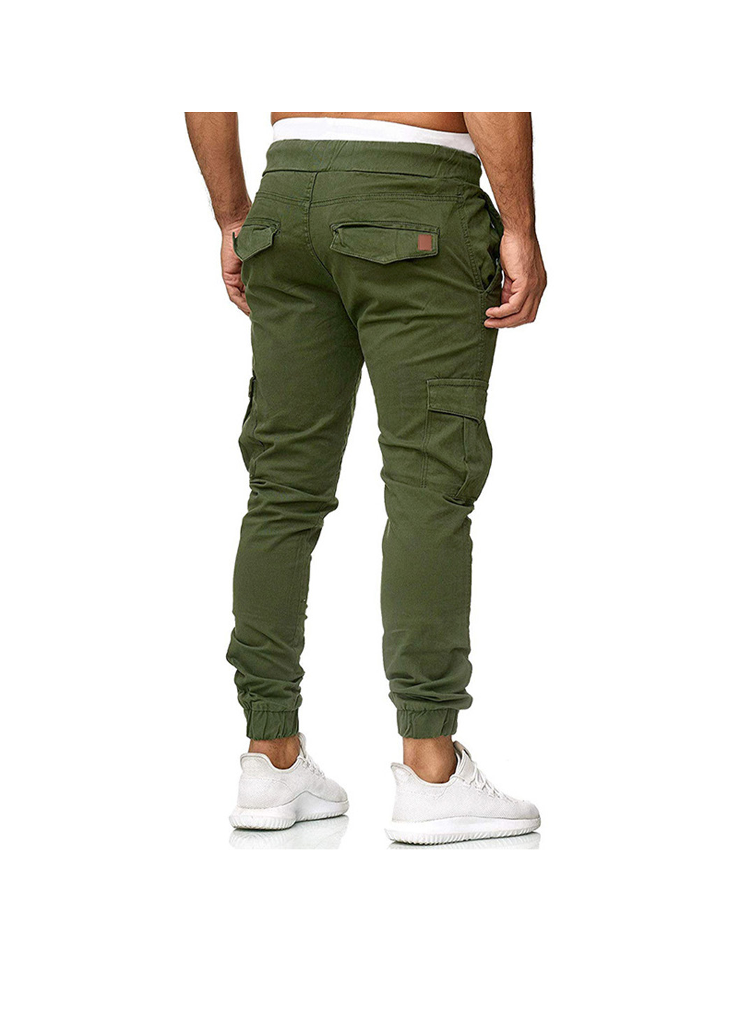 Men's Drawstring Waist Patch Pockets Detail Cargo Pants