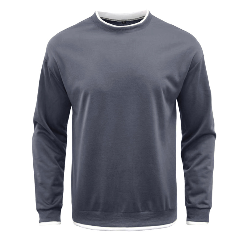 Men's Pullover Solid Color Patchwork Crew Neck Sweatshirts