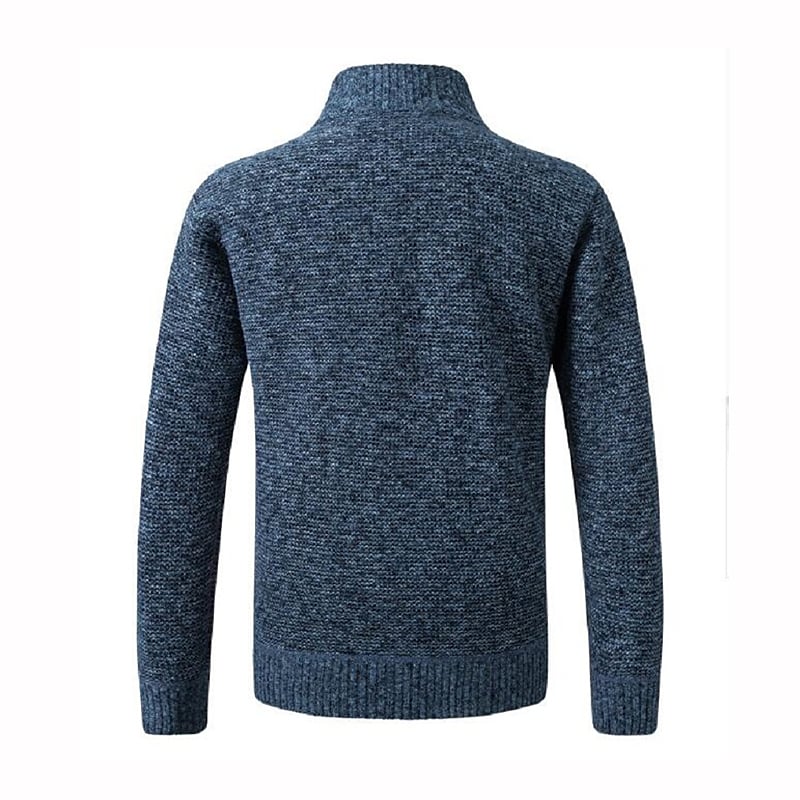 Men's Color Block Stand Collar Full Zipper Cardigan