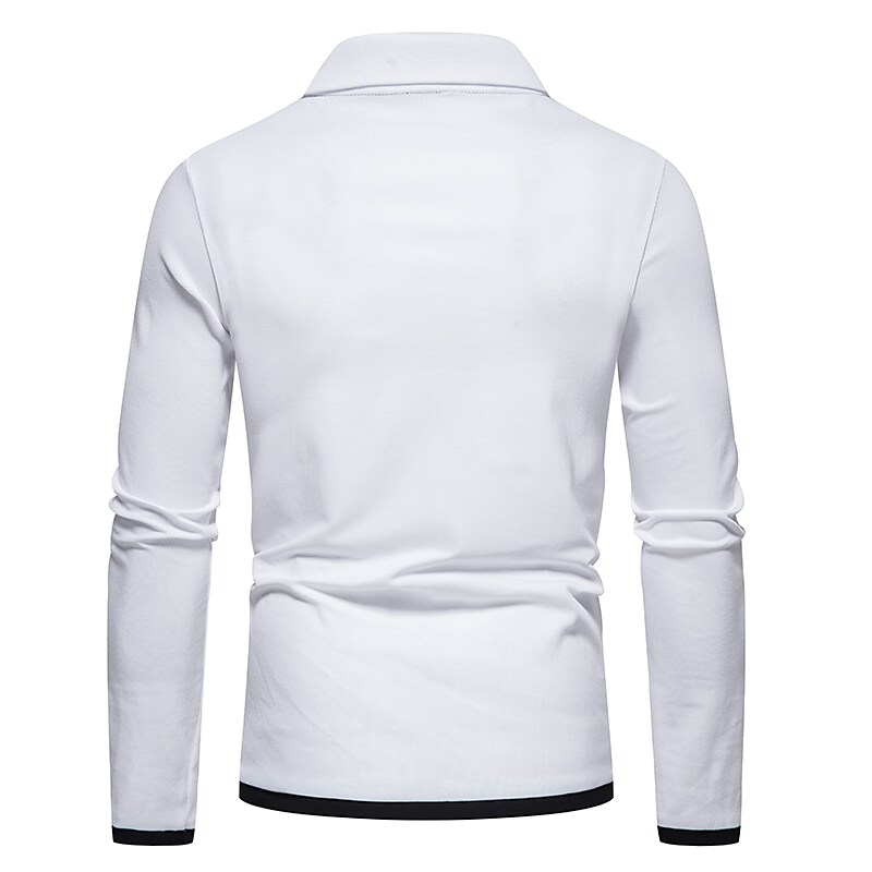 Men's Golf Shirt non-printing Color Block Button Down Collar