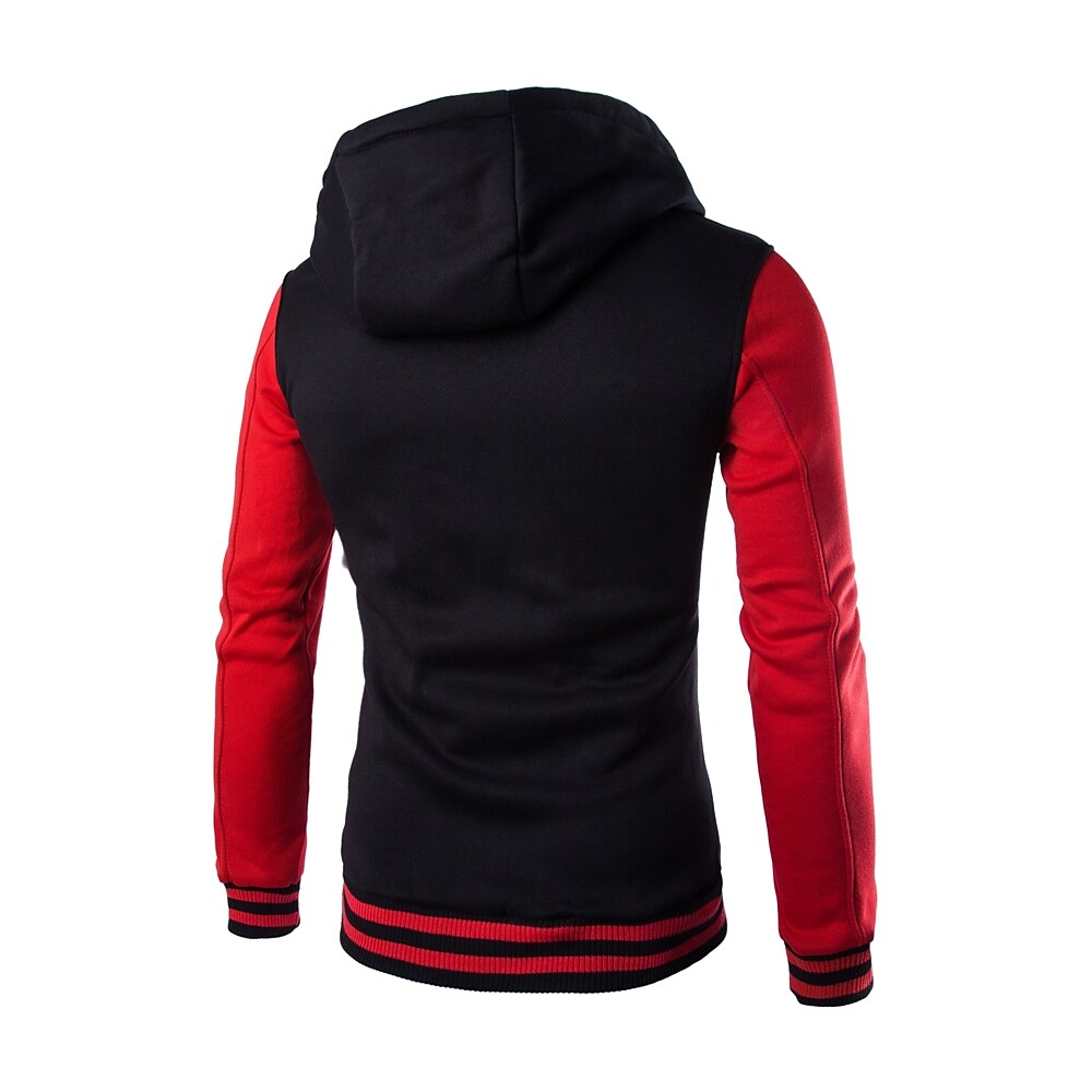 Men's Color Block Button Up Drawstring Hoodie