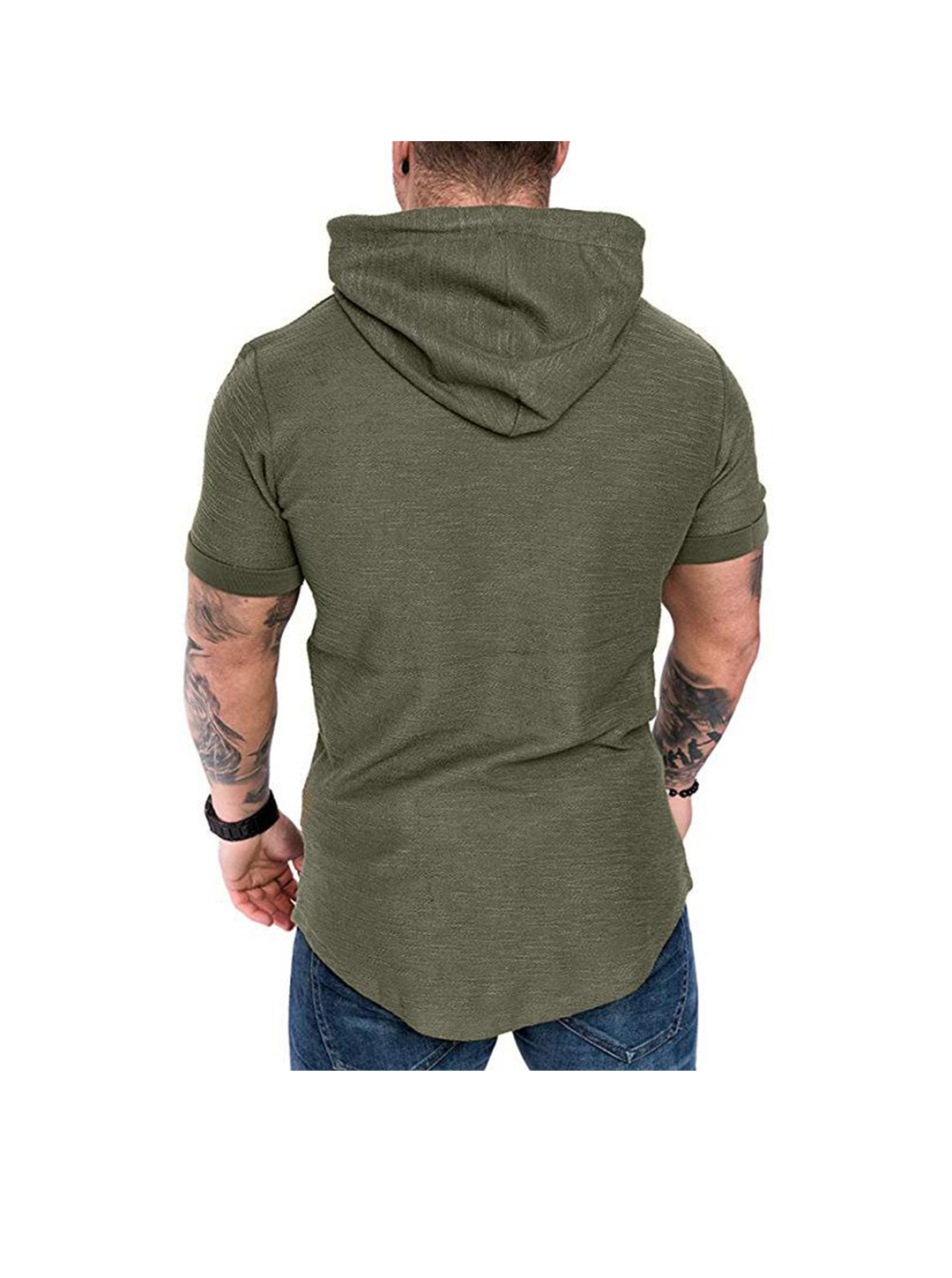 Men's Textured Solid Color High Quality Short Sleeve Pullover Hoodies Soft Breathable