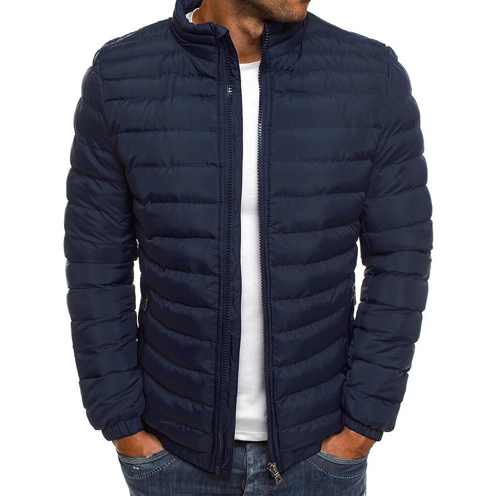 Men's Stand Collar Quilted Puffer Jackets Warm Breathable Outdoor