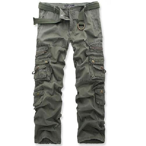 Men's Outdoor Vintage Washed Cotton Straight Multi-pocket Tactical Cargo Pants