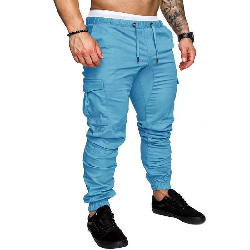 Men's Drawstring Waist Patch Pockets Detail Casual Cargo Pants