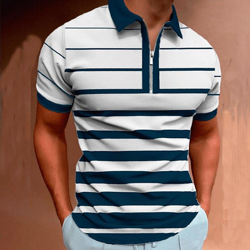Men's Golf Shirt Other Prints Striped Color Block Classic Collar