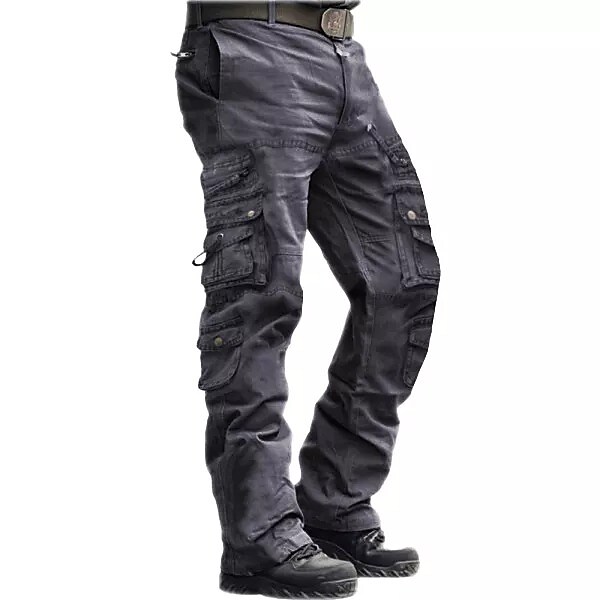 Men's Outdoor Vintage Washed Cotton Straight Multi-pocket Tactical Cargo Pants
