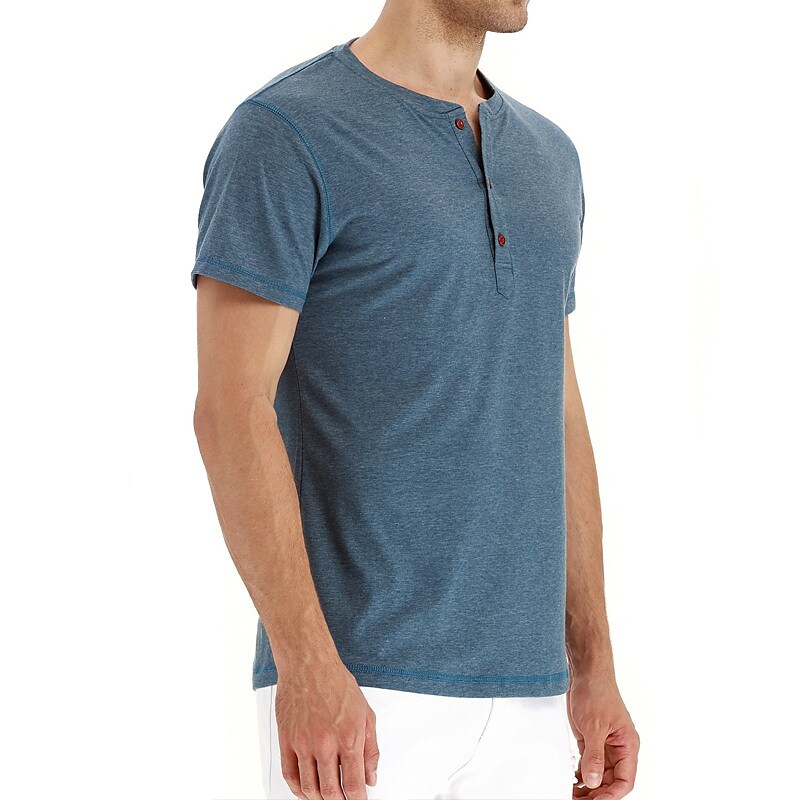 Men's Henley Shirt T shirt Solid Color