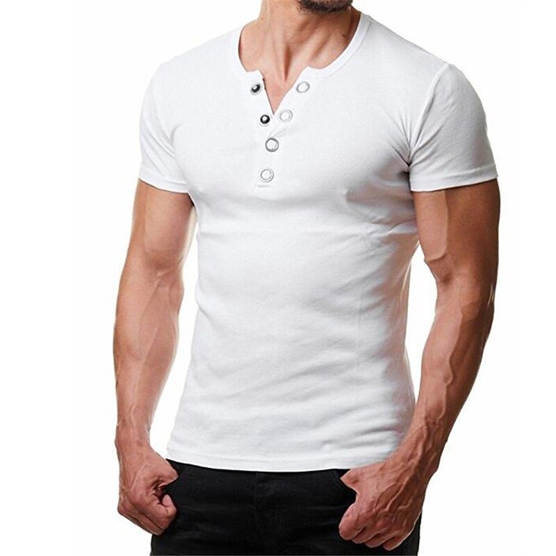 Men's Henley Shirt T shirt Solid Color