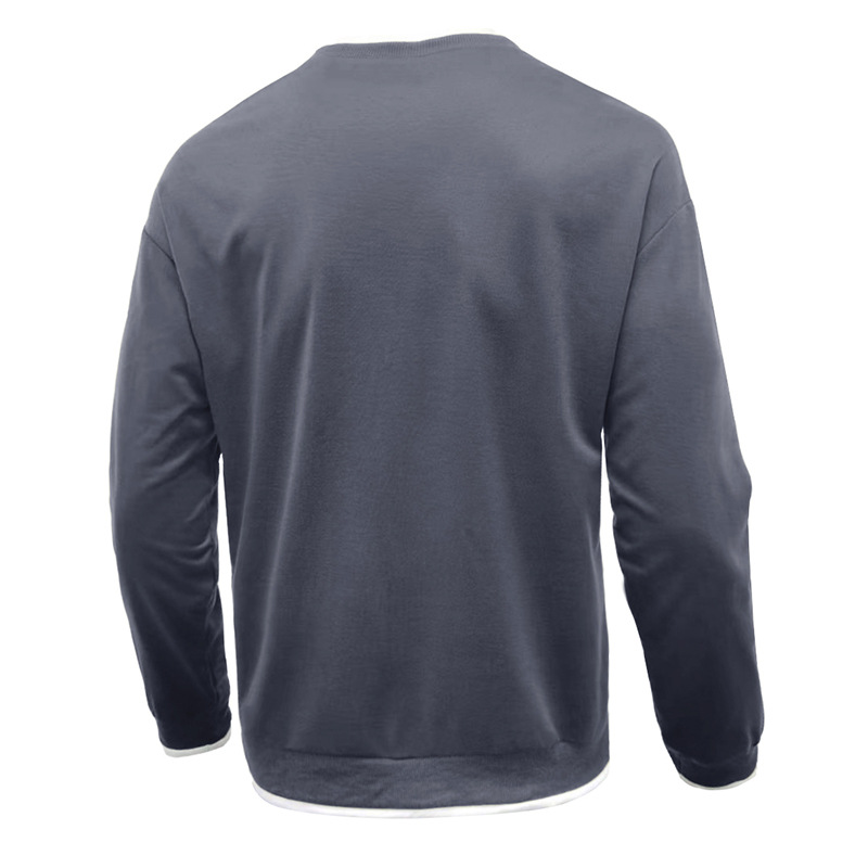 Men's Pullover Solid Color Patchwork Crew Neck Sweatshirts