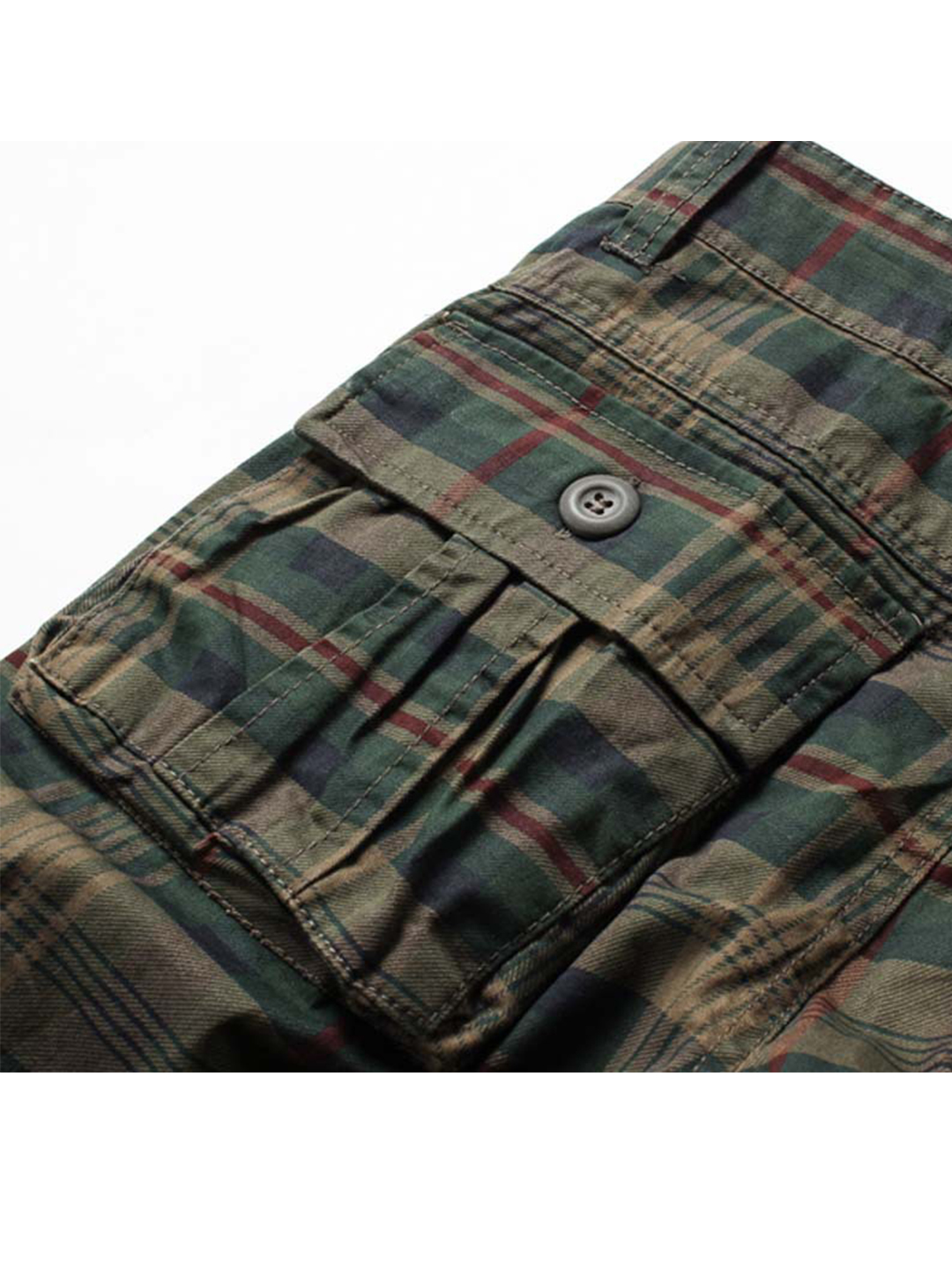 Slowik Side Flap Pocket Check Cargo Shorts (NO BELT INCLUDE)