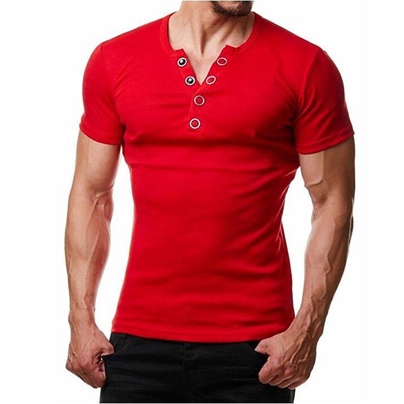 Men's Henley Shirt T shirt Solid Color