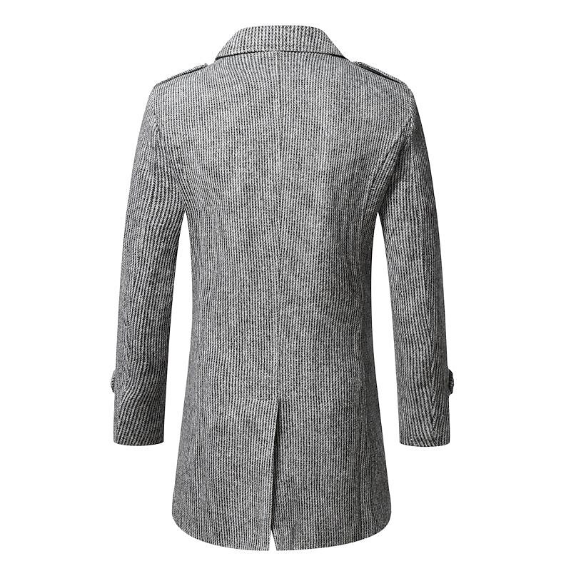 Men's Mid-Length Double-breasted Pinstripe Coat