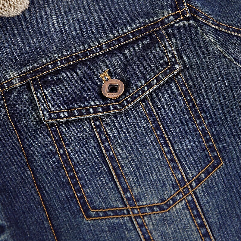 Men's Denim Faux Sherpa Lined Trucker Jacket Vintage Style