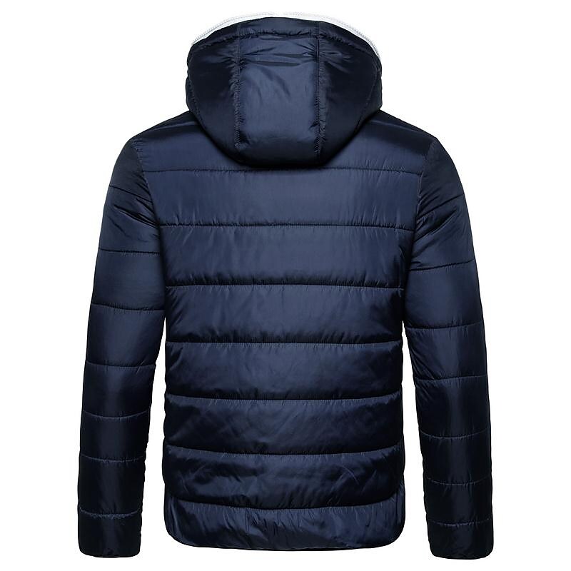 Men's Hooded Solid Color Contrasting Zip And Lining Padded Jacket