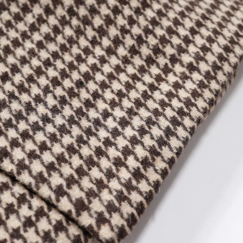 Men's Mid-Length Double-breasted Houndstooth Coat