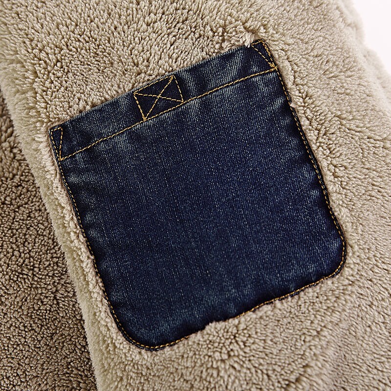 Men's Denim Faux Sherpa Lined Trucker Jacket Vintage Style