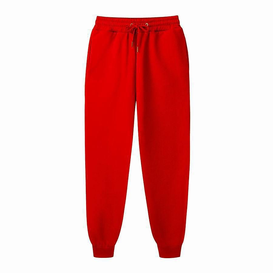 Men's Drawstring Elastic Waist Solid Color Side Pockets Brushed Sweatpants