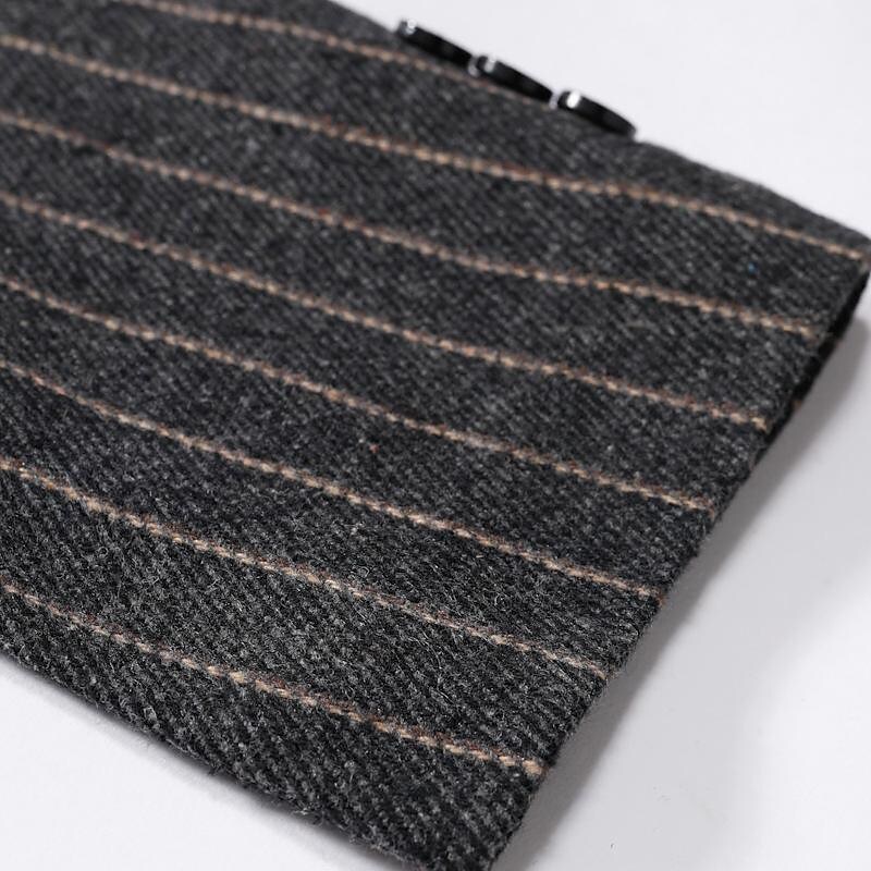 Men's Mid-Length Double-breasted Striped Coat