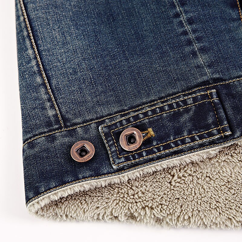 Men's Denim Faux Sherpa Lined Trucker Jacket Vintage Style