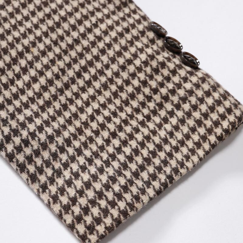 Men's Mid-Length Double-breasted Houndstooth Coat