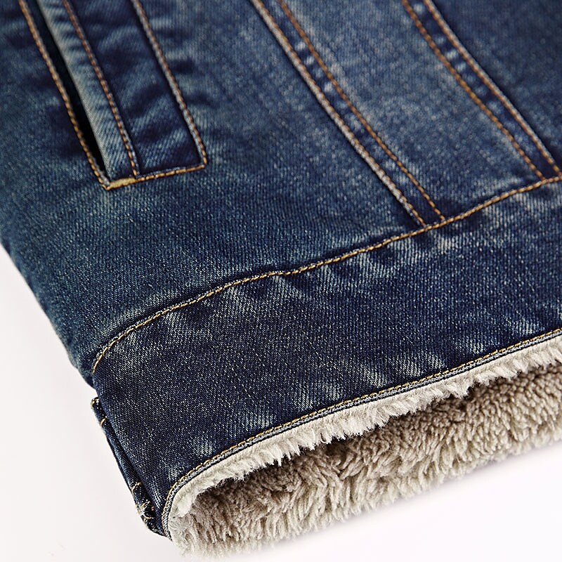 Men's Denim Faux Sherpa Lined Trucker Jacket Vintage Style