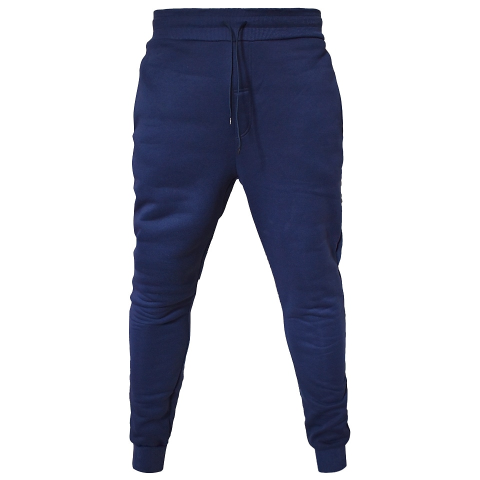 Men's Drawstring Elastic Waist Solid Color Fleece Sweatpants