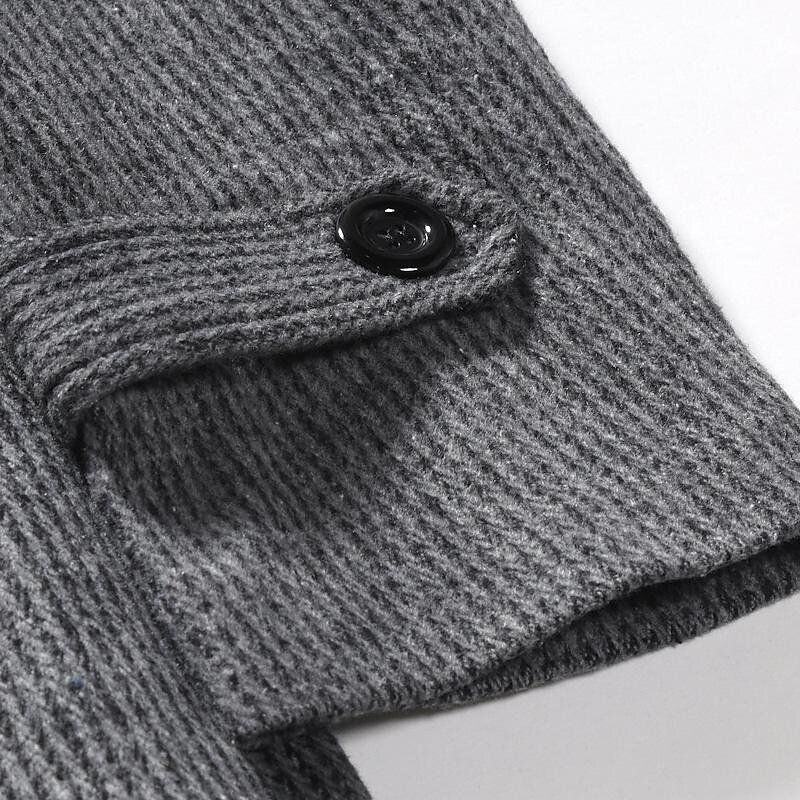 Men's Mid-Length Double-breasted Pinstripe Coat