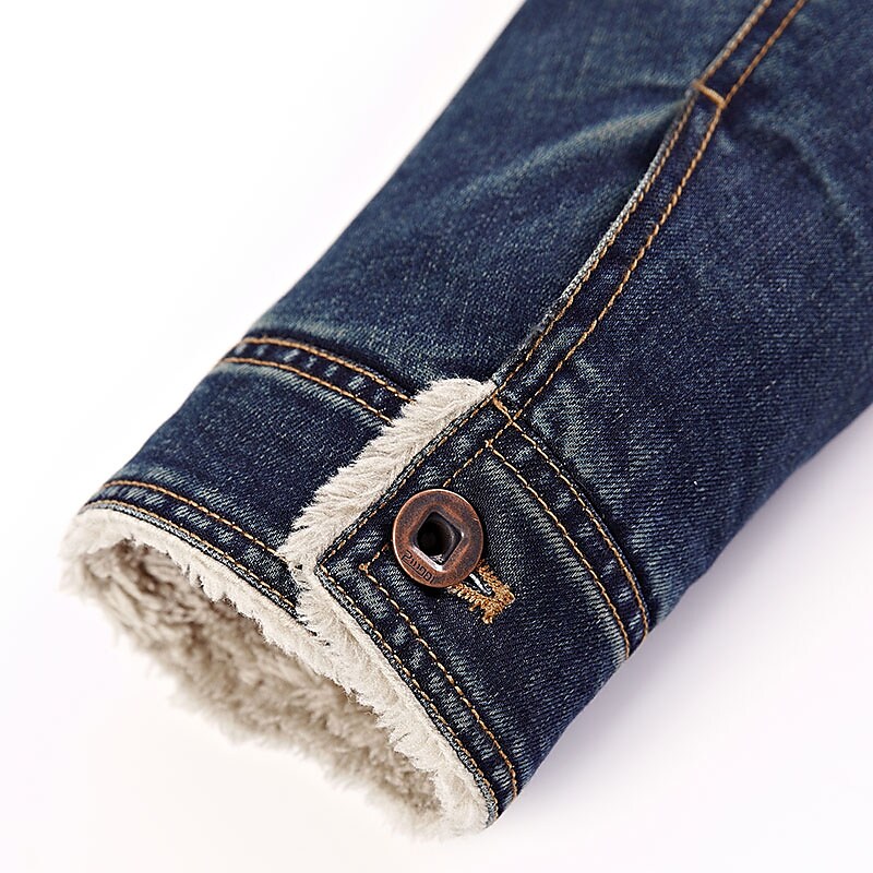 Men's Denim Faux Sherpa Lined Trucker Jacket Vintage Style