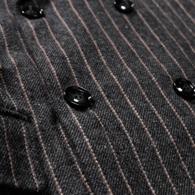 Men's Mid-Length Double-breasted Striped Coat