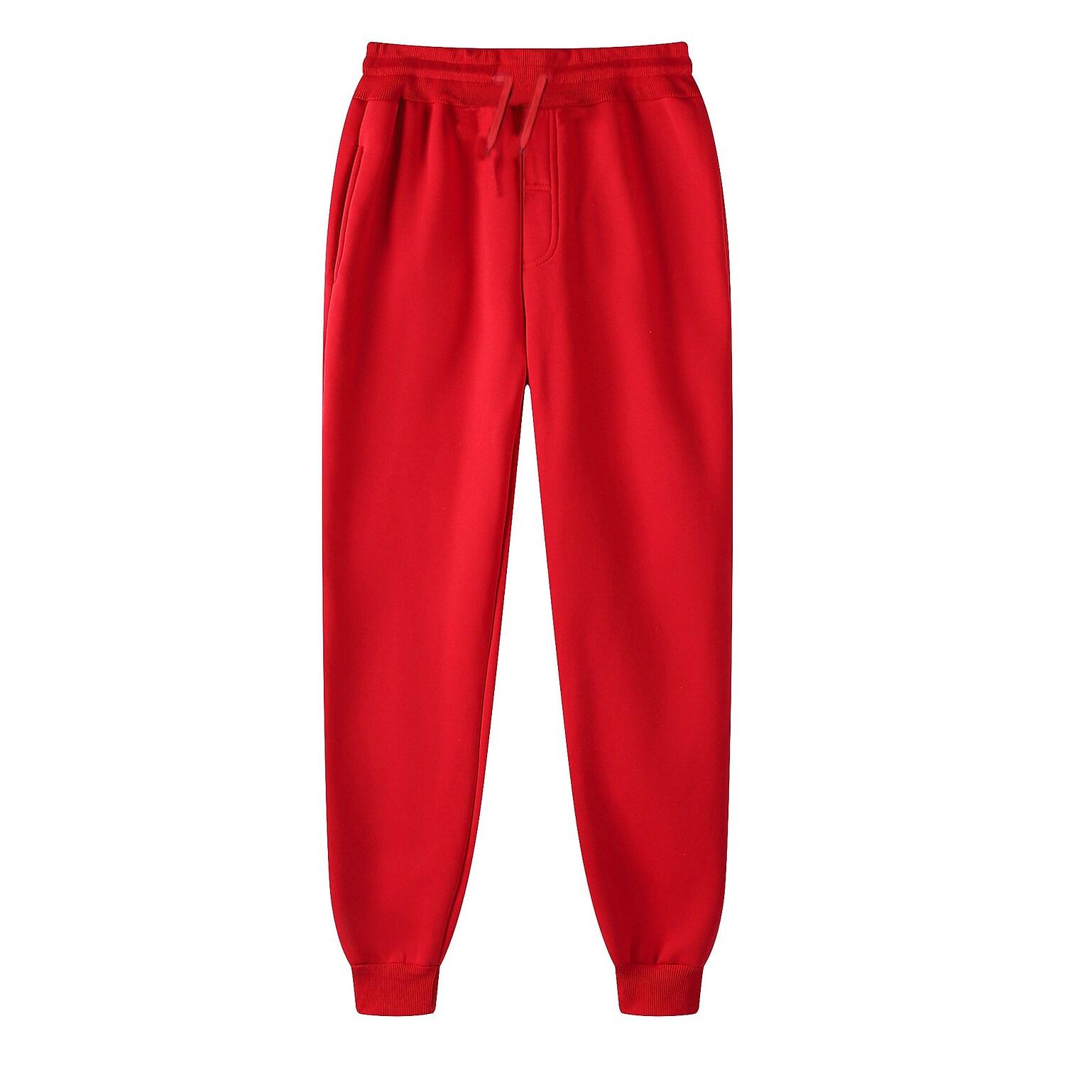 Men's Drawstring Elastic Waist Solid Color Fleece Sweatpants