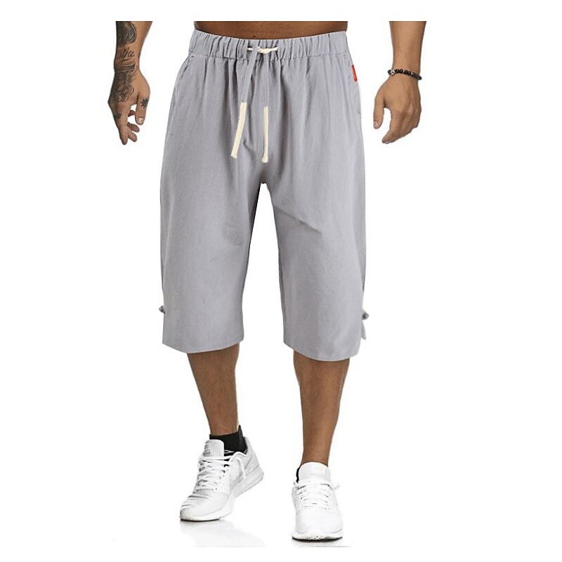 Men's Linen Capri Drawstring Pants
