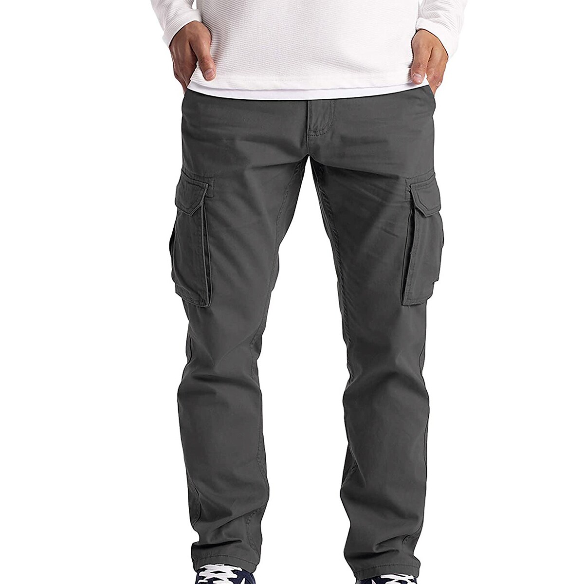 Men's Outdoor Solid Color Multi Pocket Cargo Pants
