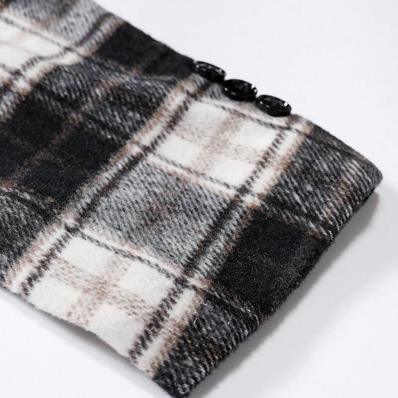 Men's Mid-Length Double-breasted Plaid Coat