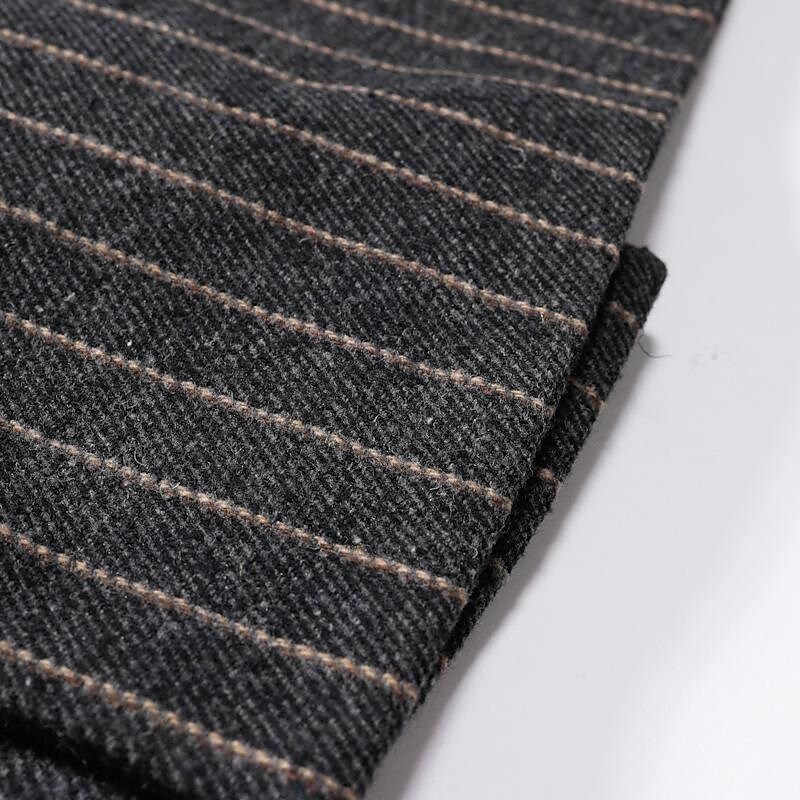 Men's Mid-Length Double-breasted Striped Coat