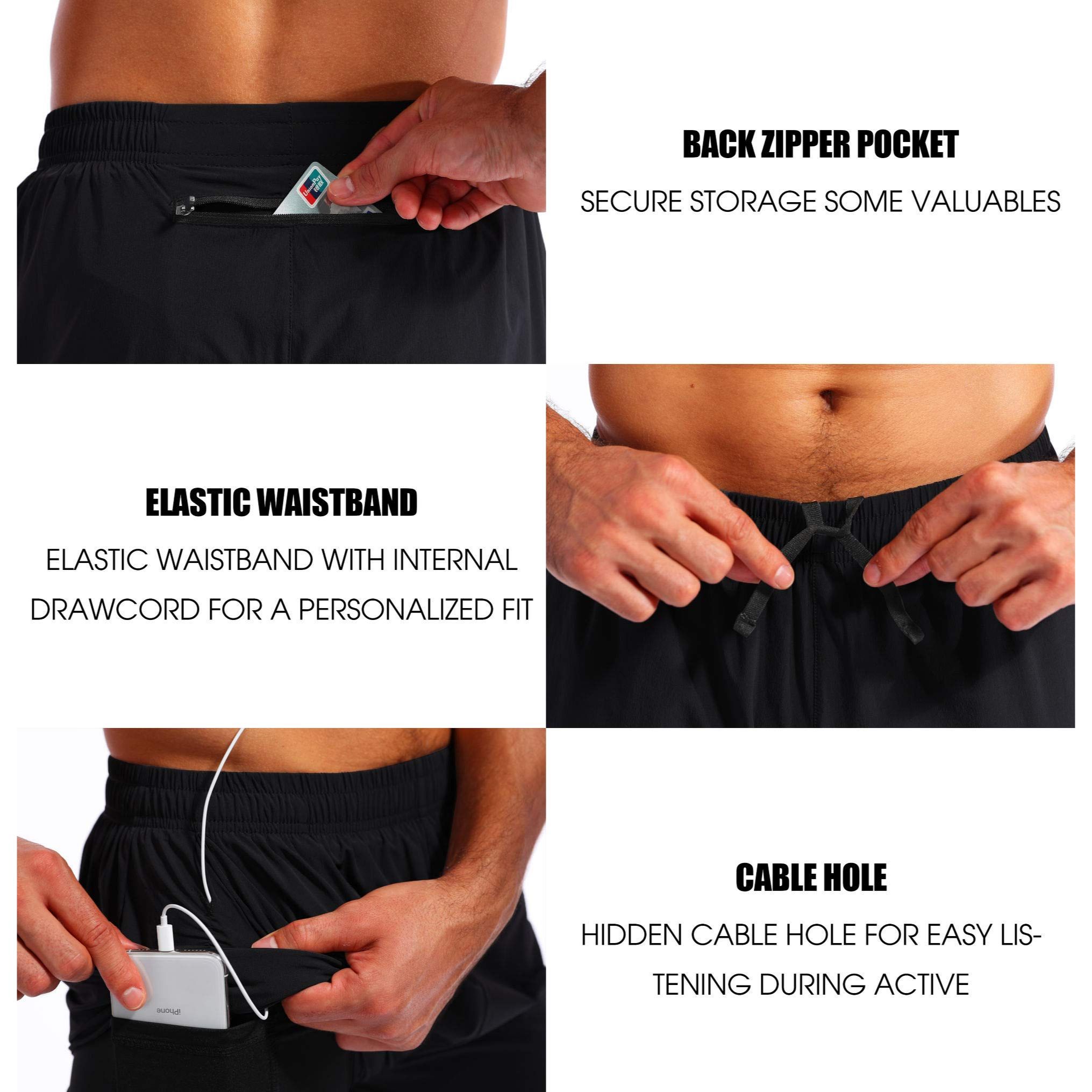 Men's 2 in 1 Quick Dry Gym Athletic Workout Shorts with Phone Pockets