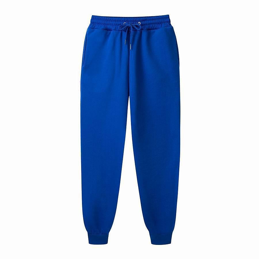 Men's Drawstring Elastic Waist Solid Color Side Pockets Brushed Sweatpants