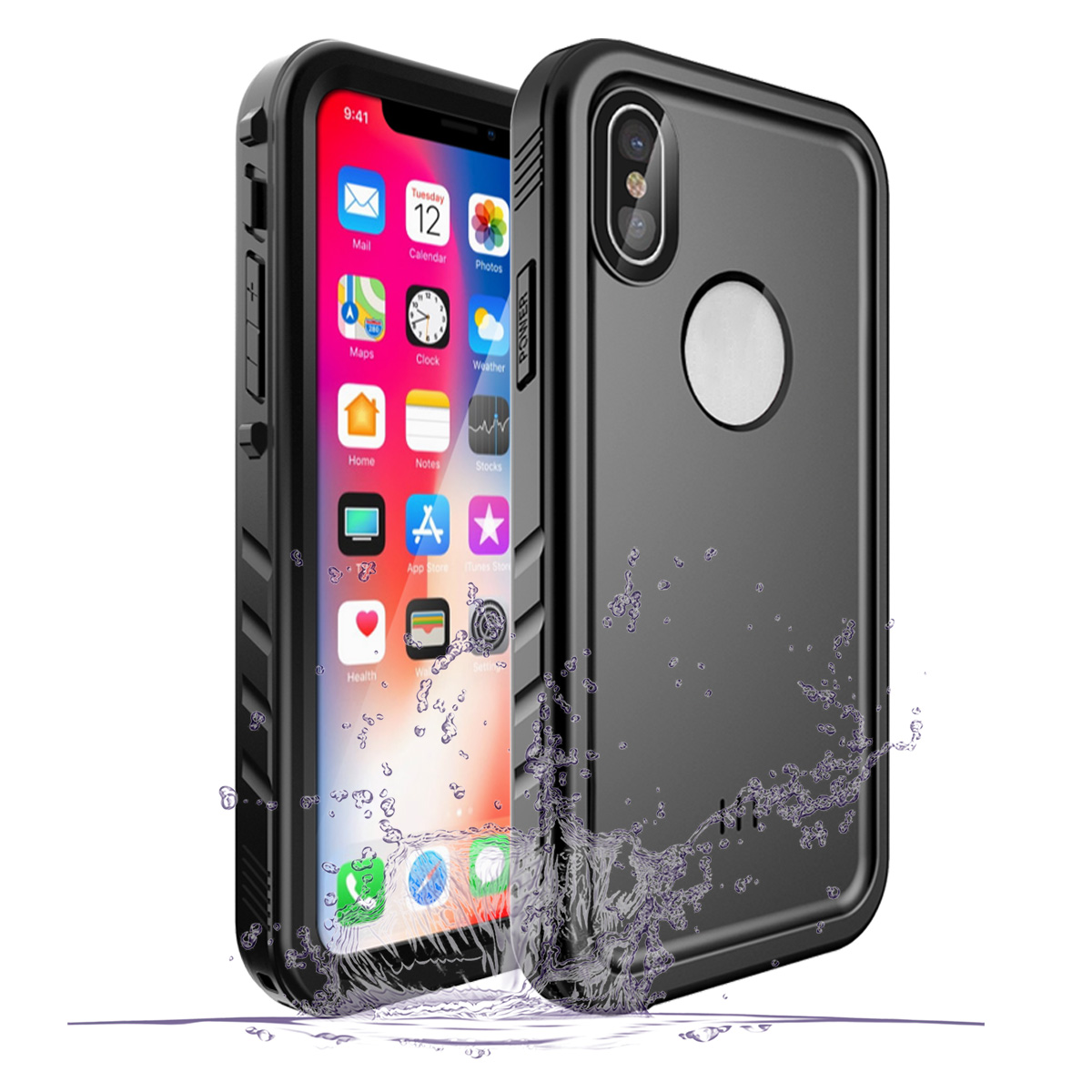 For iPhone XS MaxWaterproof Case iPhone XR Support Wireless Charging Cover 