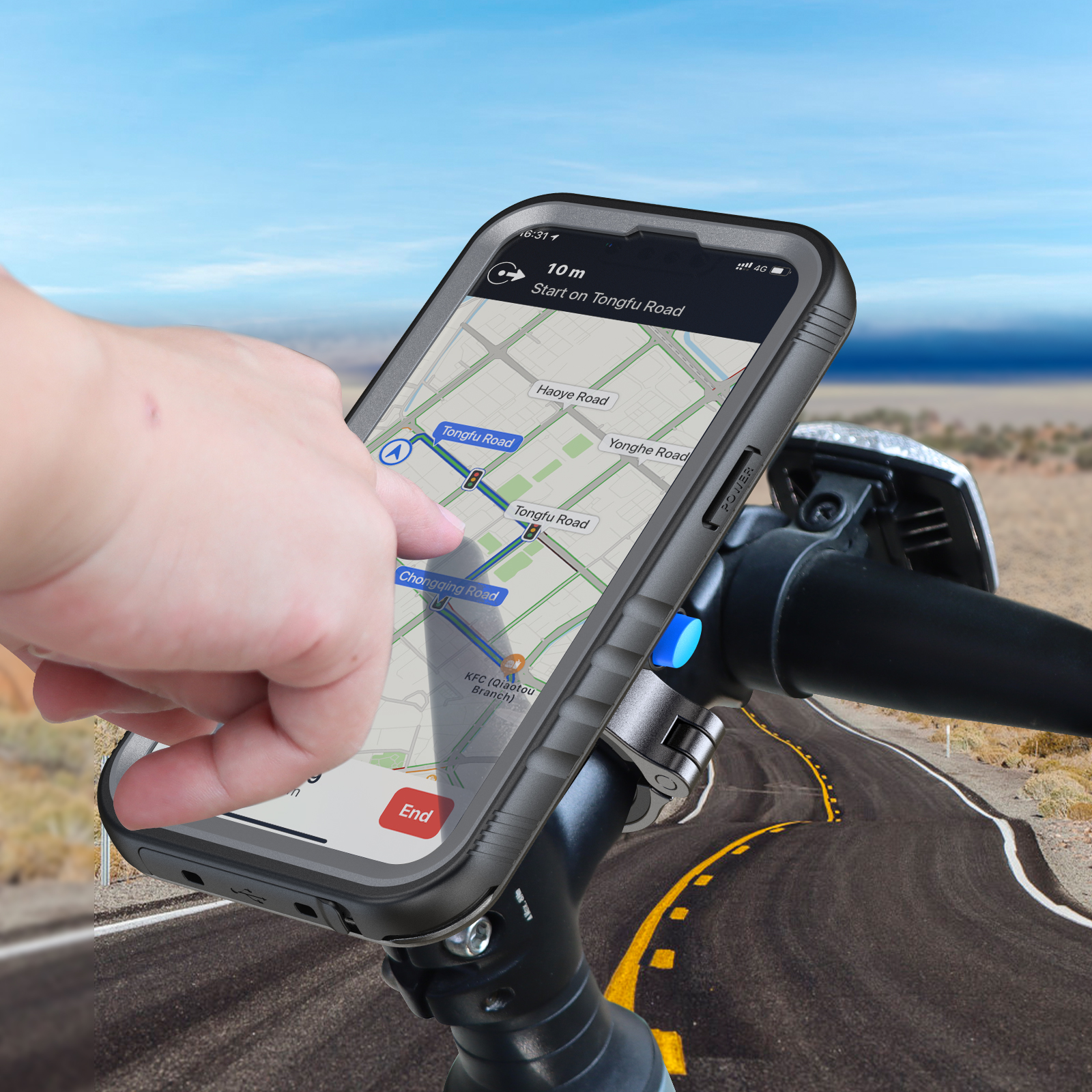 Bike Mount with Waterproof Case for iPhone 14