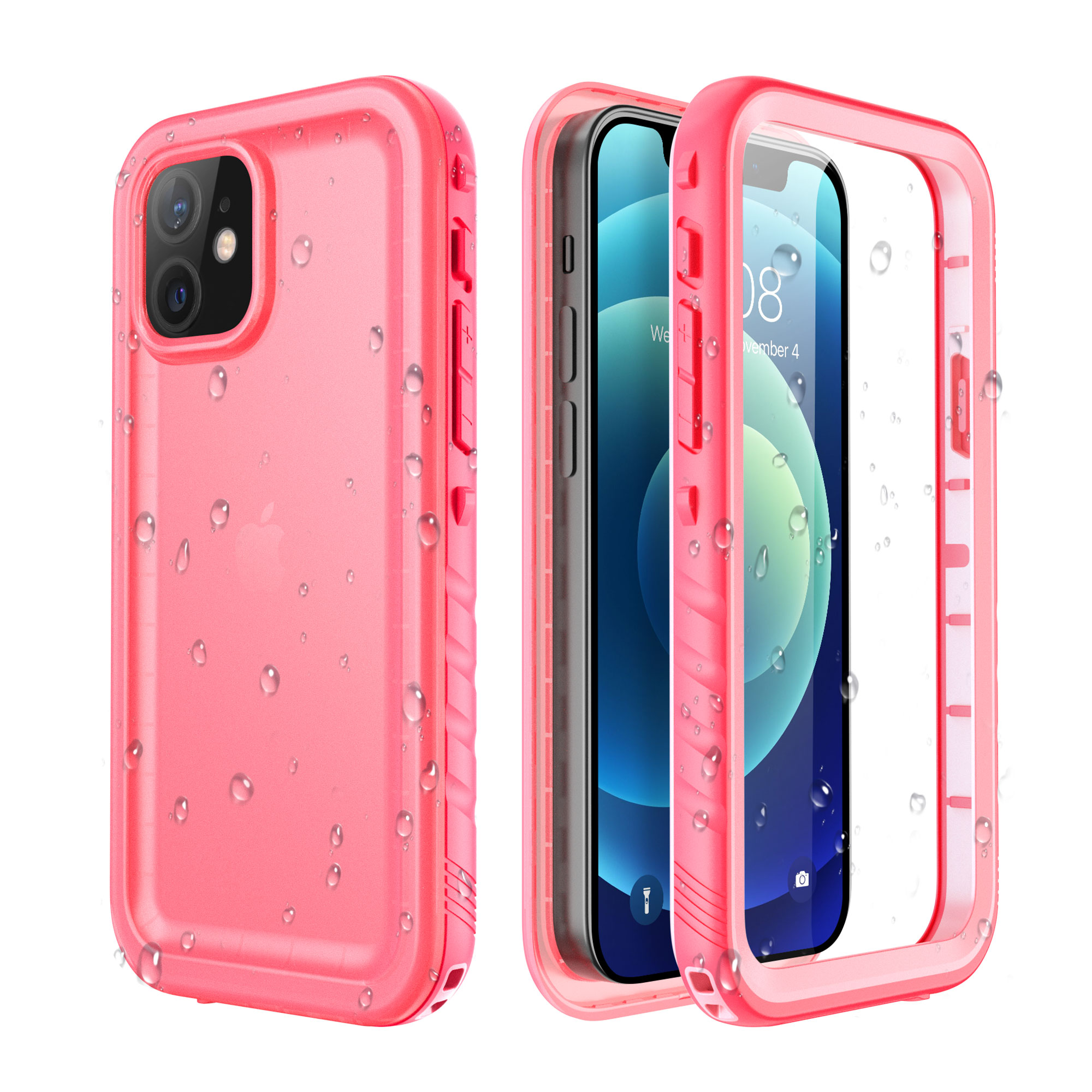 Waterproof Case for iPhone 12 mini pink