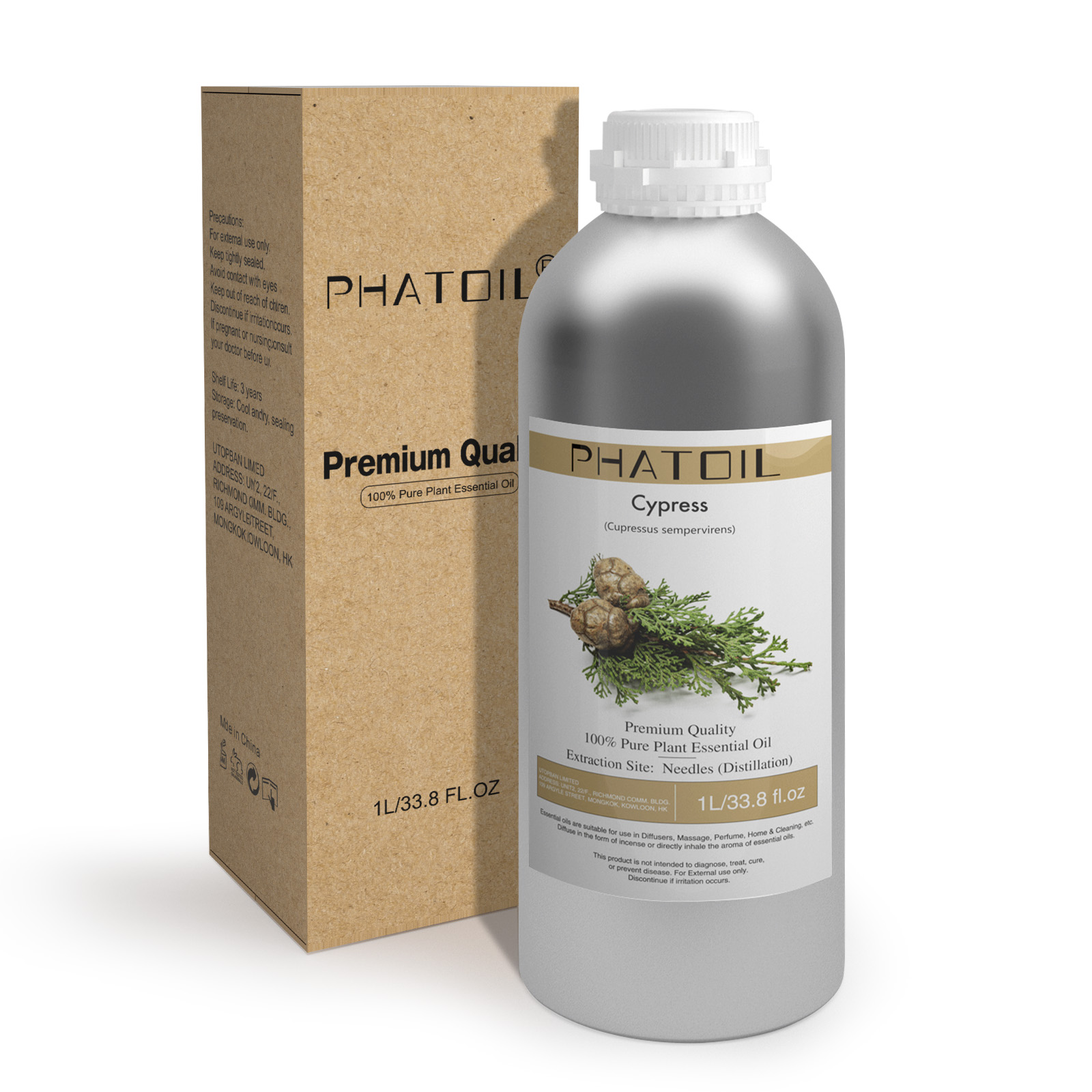 Phatoil 1L Cypress Essential Oil With Aluminium Bottle