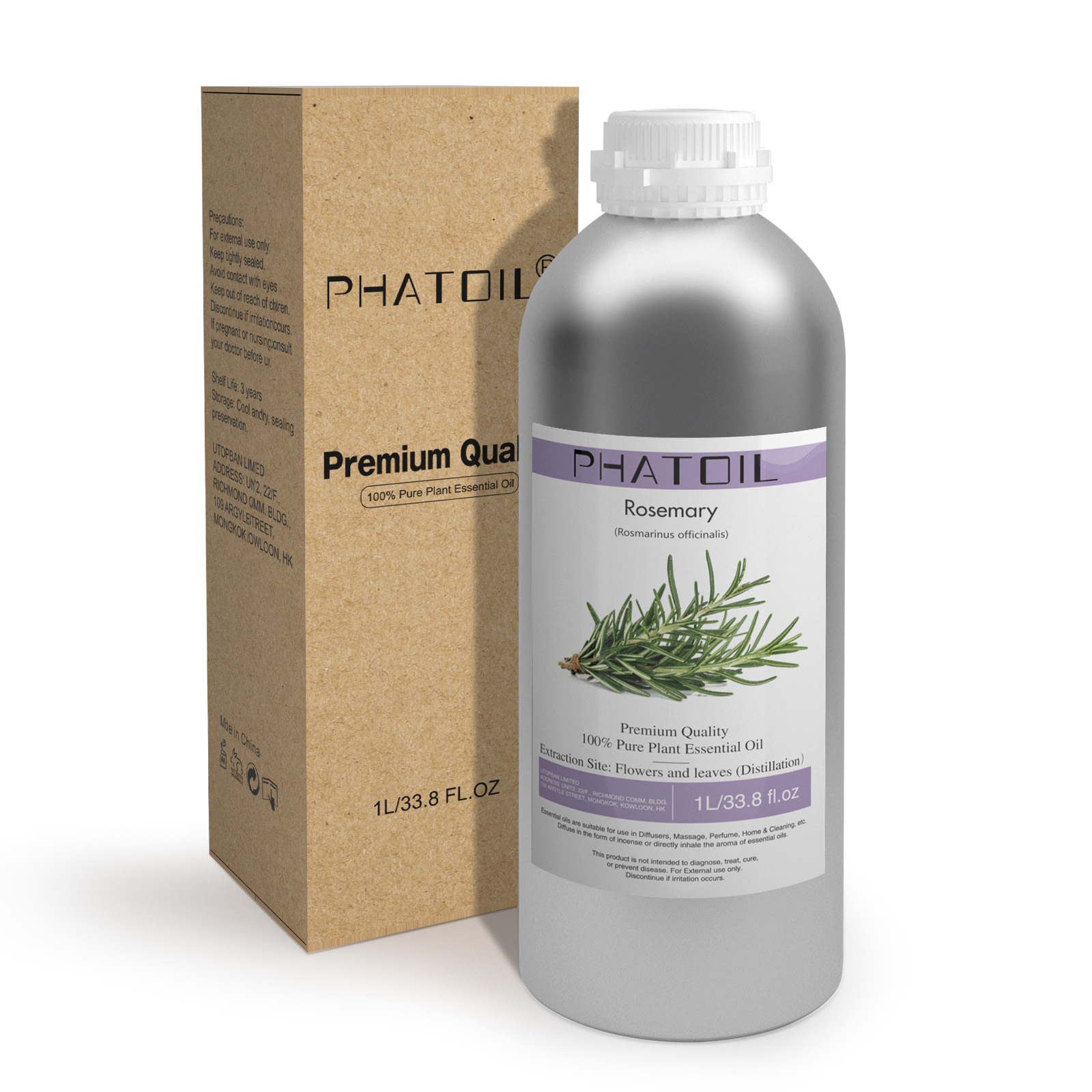 Phatoil 1L Rosemary Essential Oil With Aluminium Bottle